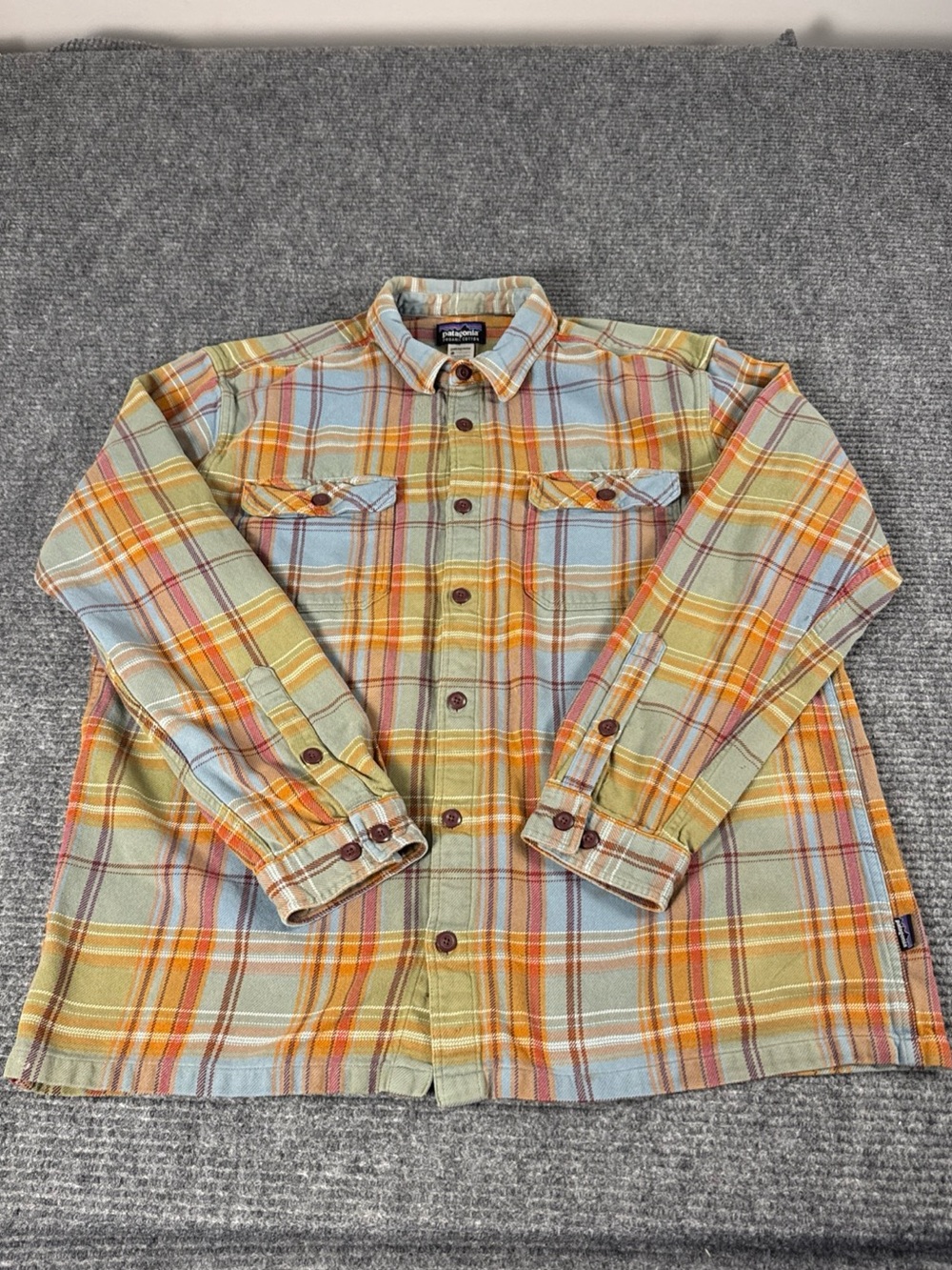 Patagonia Fjord Flannel Shirt Organic Cotton Plaid Multicolor Outdoor Mens XL